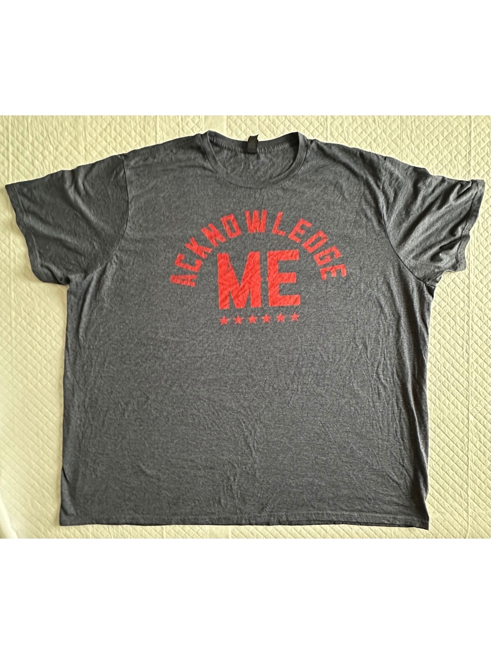 Gildan Acknowledge Me Gray Graphic T-Shirt Men's Large
